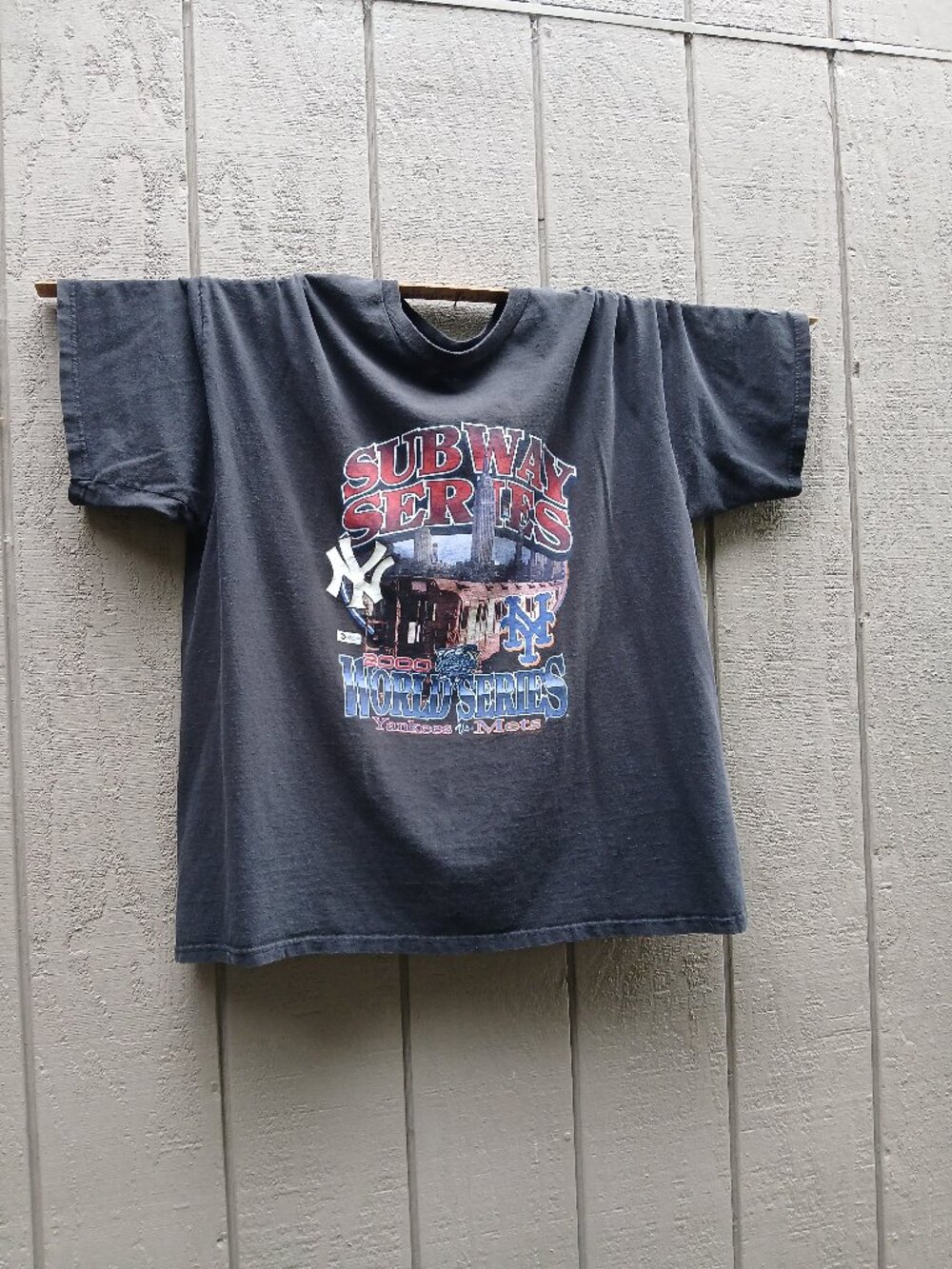 2000 Subway Series New York City Mets Yankees Puma Men's 2XL Black Tee Shirt Vtg
